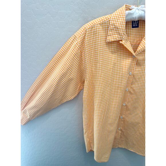 GAP | Y2K Vintage Fashion Yellow Gingham Button Down Long Sleeve Top | Small - Picture 3 of 6